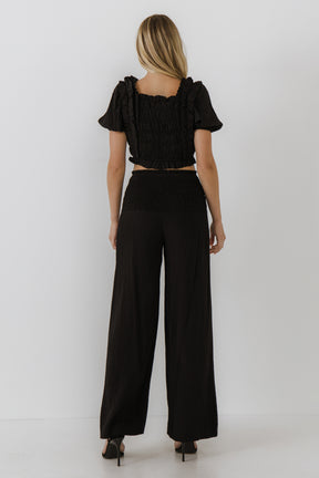 FREE THE ROSES - Smocked Detail Pants - PANTS available at Objectrare