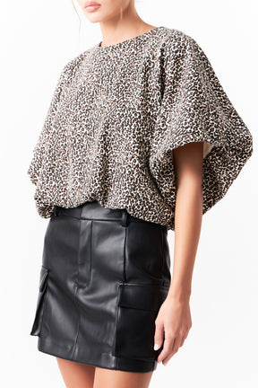 GREY LAB - Grey Lab - Animal Print Puff Crop Top - TOPS available at Objectrare