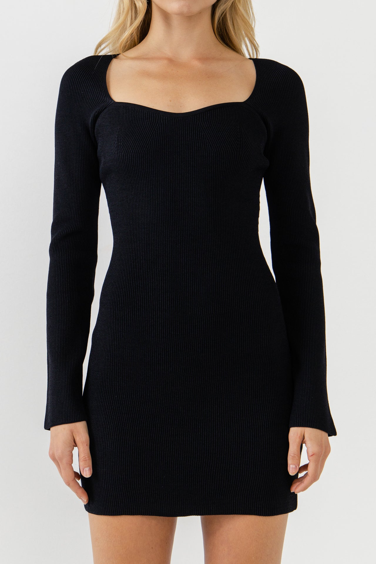 ENDLESS ROSE - Square Neckline Knit Mini Dress - DRESSES available at Objectrare