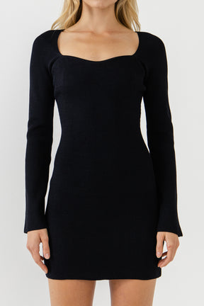 ENDLESS ROSE - Square Neckline Knit Mini Dress - DRESSES available at Objectrare
