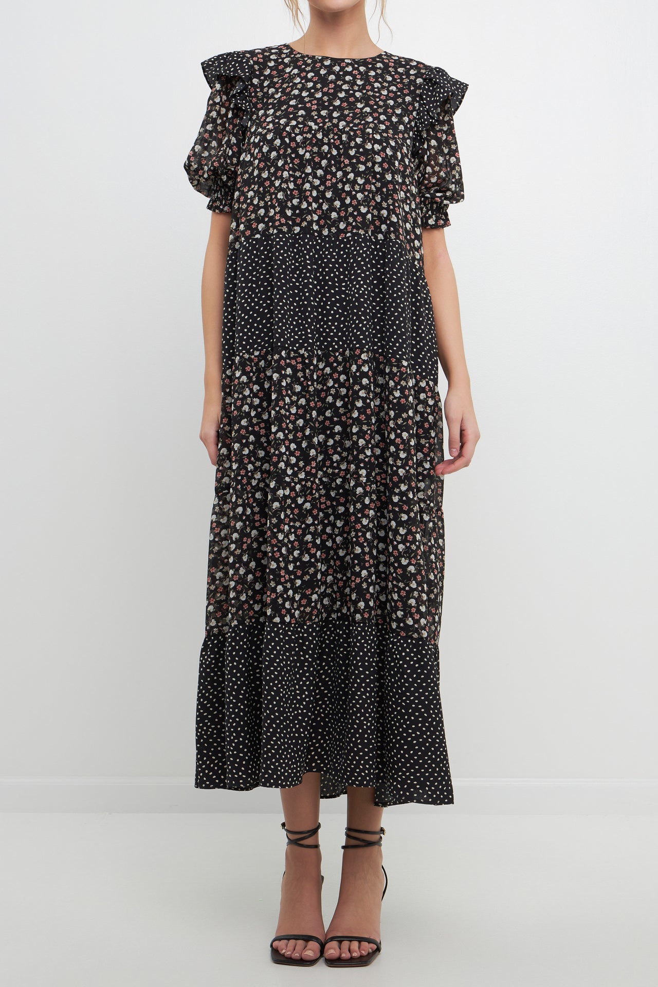 FREE THE ROSES - Floral & Dot Print Maxi Dress - DRESSES available at Objectrare
