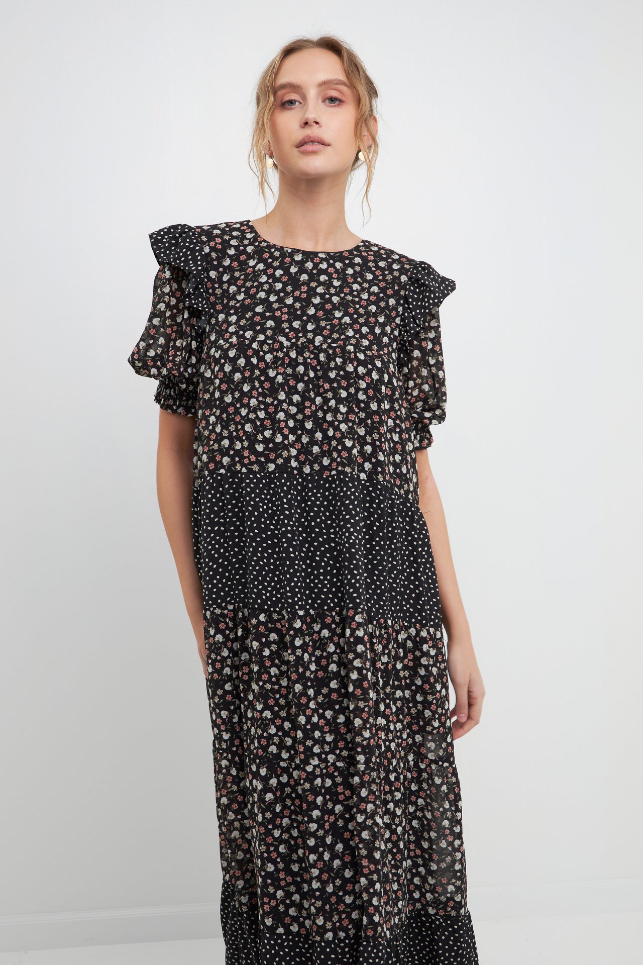 FREE THE ROSES - Floral & Dot Print Maxi Dress - DRESSES available at Objectrare