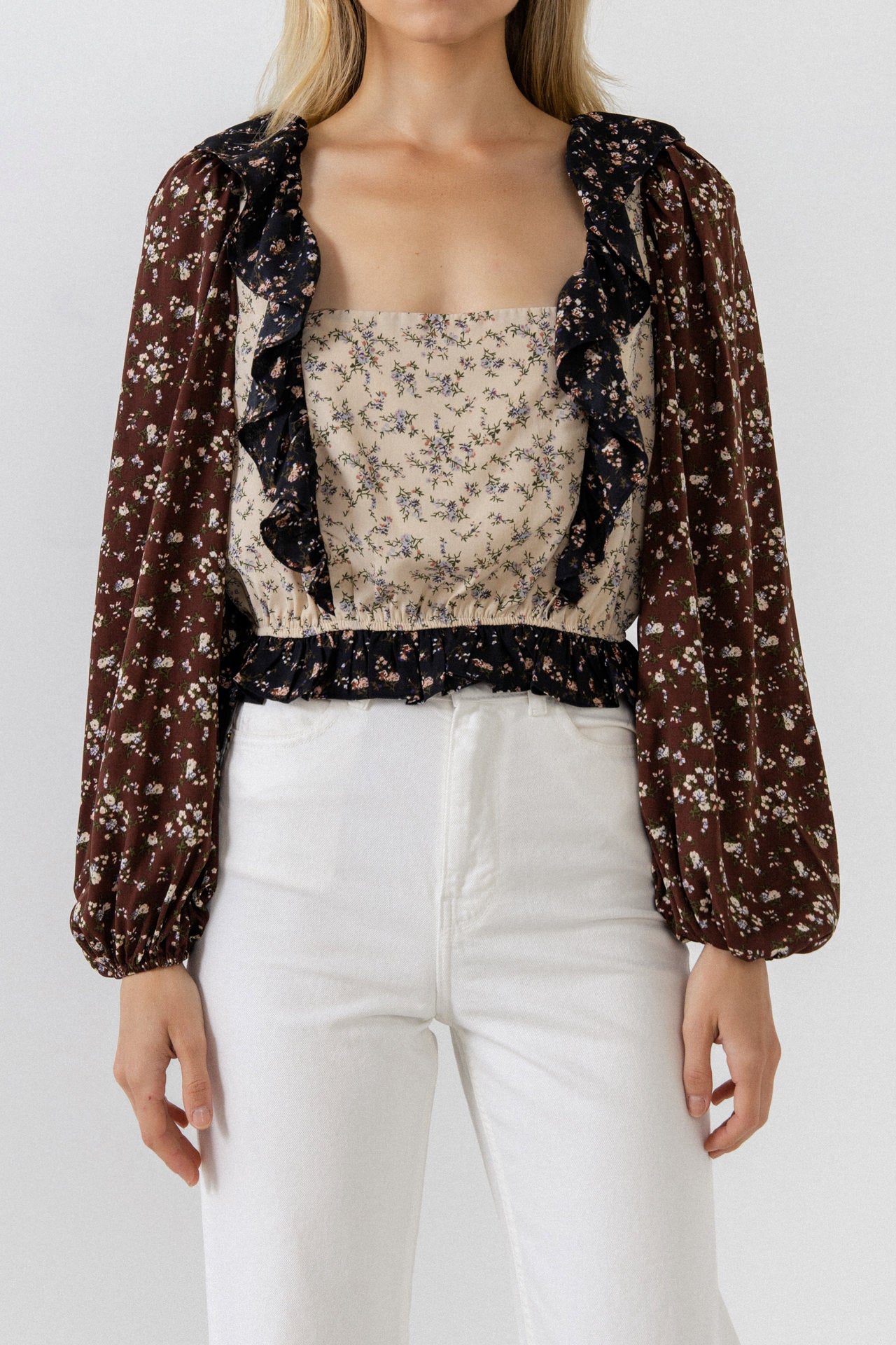 FREE THE ROSES - Floral Color Block Top - SHIRTS & BLOUSES available at Objectrare