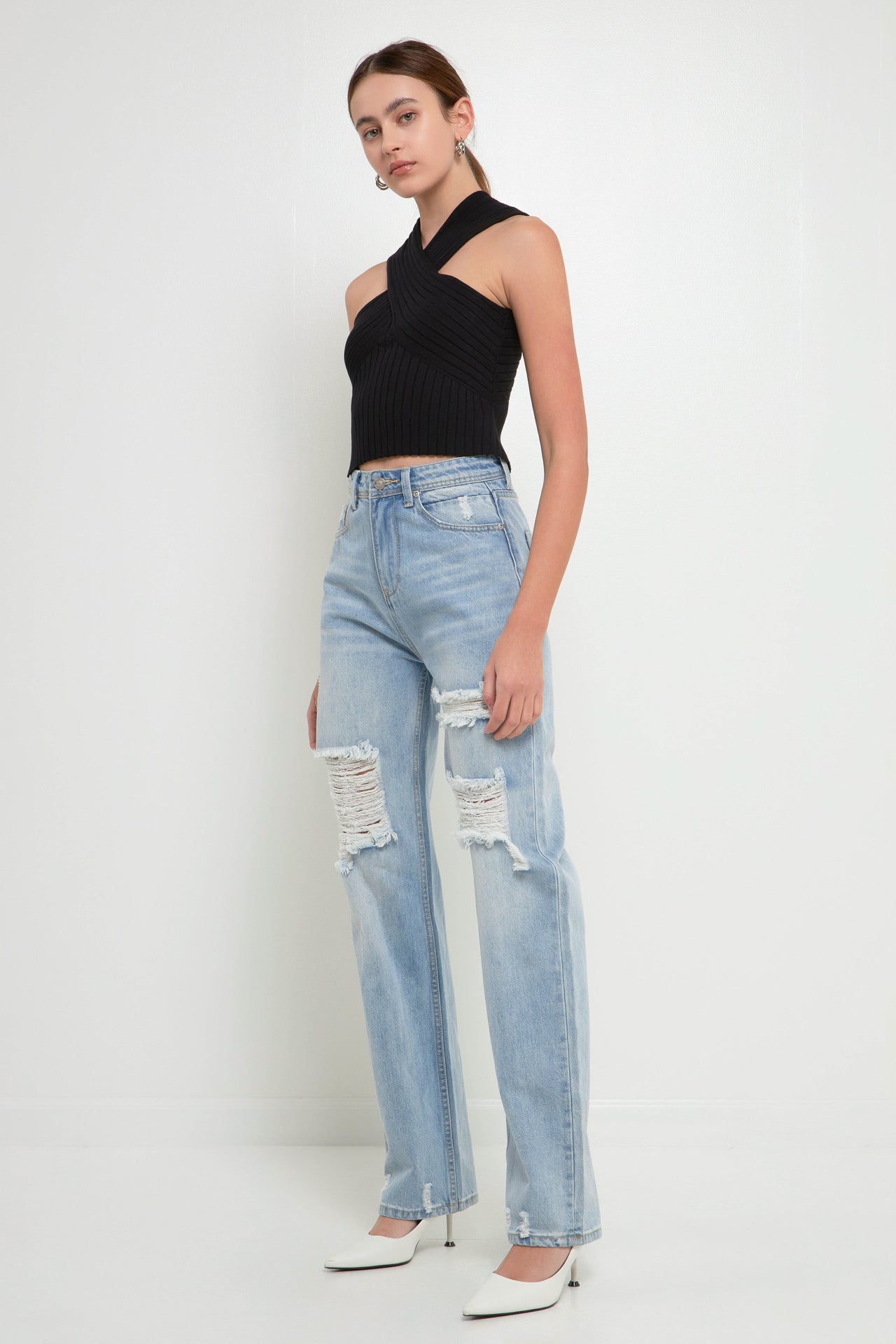 GREY LAB - Destroyed Jeans - JEANS available at Objectrare