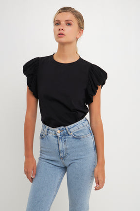 ENGLISH FACTORY - Puff Sleeve Tee - TOPS available at Objectrare