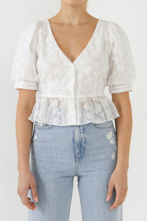 ENDLESS ROSE - Texture Detail Button Down Top - TOPS available at Objectrare