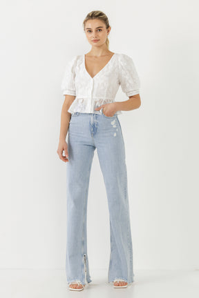 ENDLESS ROSE - Texture Detail Button Down Top - TOPS available at Objectrare