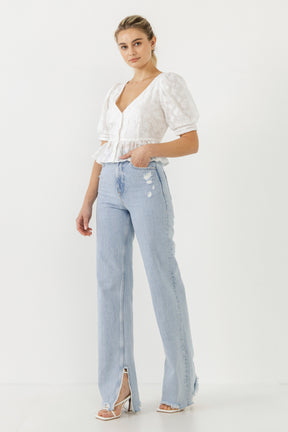 ENDLESS ROSE - Texture Detail Button Down Top - TOPS available at Objectrare