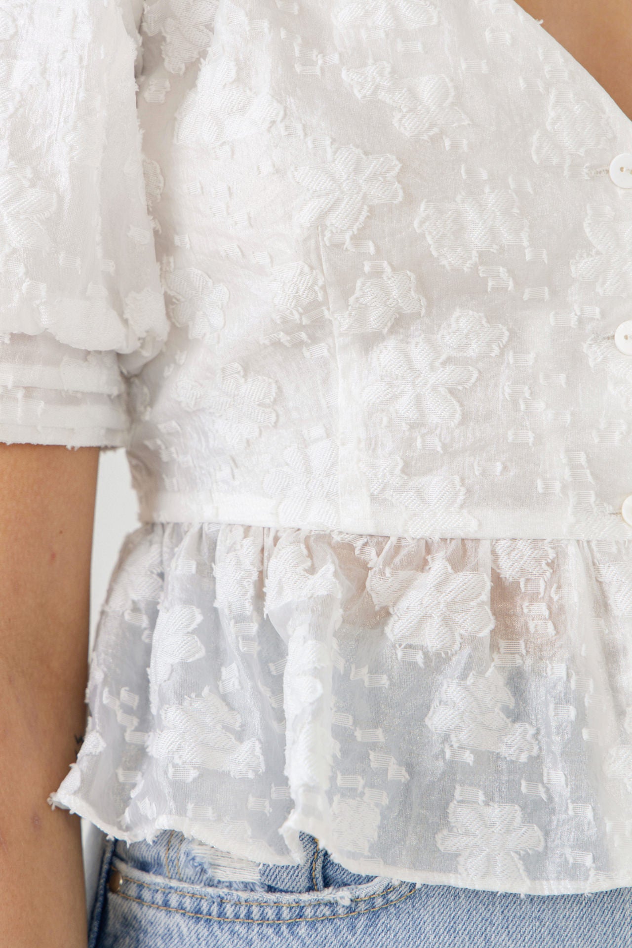 ENDLESS ROSE - Texture Detail Button Down Top - TOPS available at Objectrare