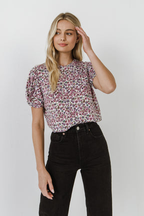 FREE THE ROSES - Floral Twist Sleeve Detail Knit Top - TOPS available at Objectrare