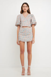 ENDLESS ROSE - Floral Cut Detail Mini Skort - SHORTS available at Objectrare