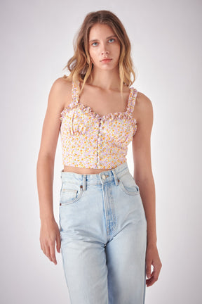 FREE THE ROSES - Floral Print Cropped Top - TOPS available at Objectrare