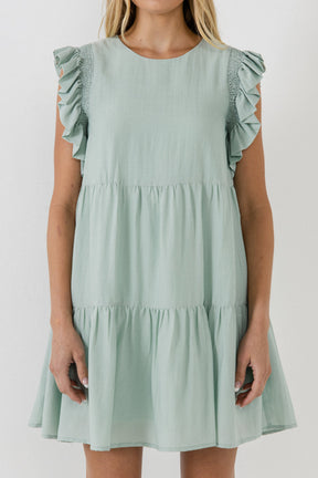 ENGLISH FACTORY - Ruffled Detail Mini Dress - DRESSES available at Objectrare