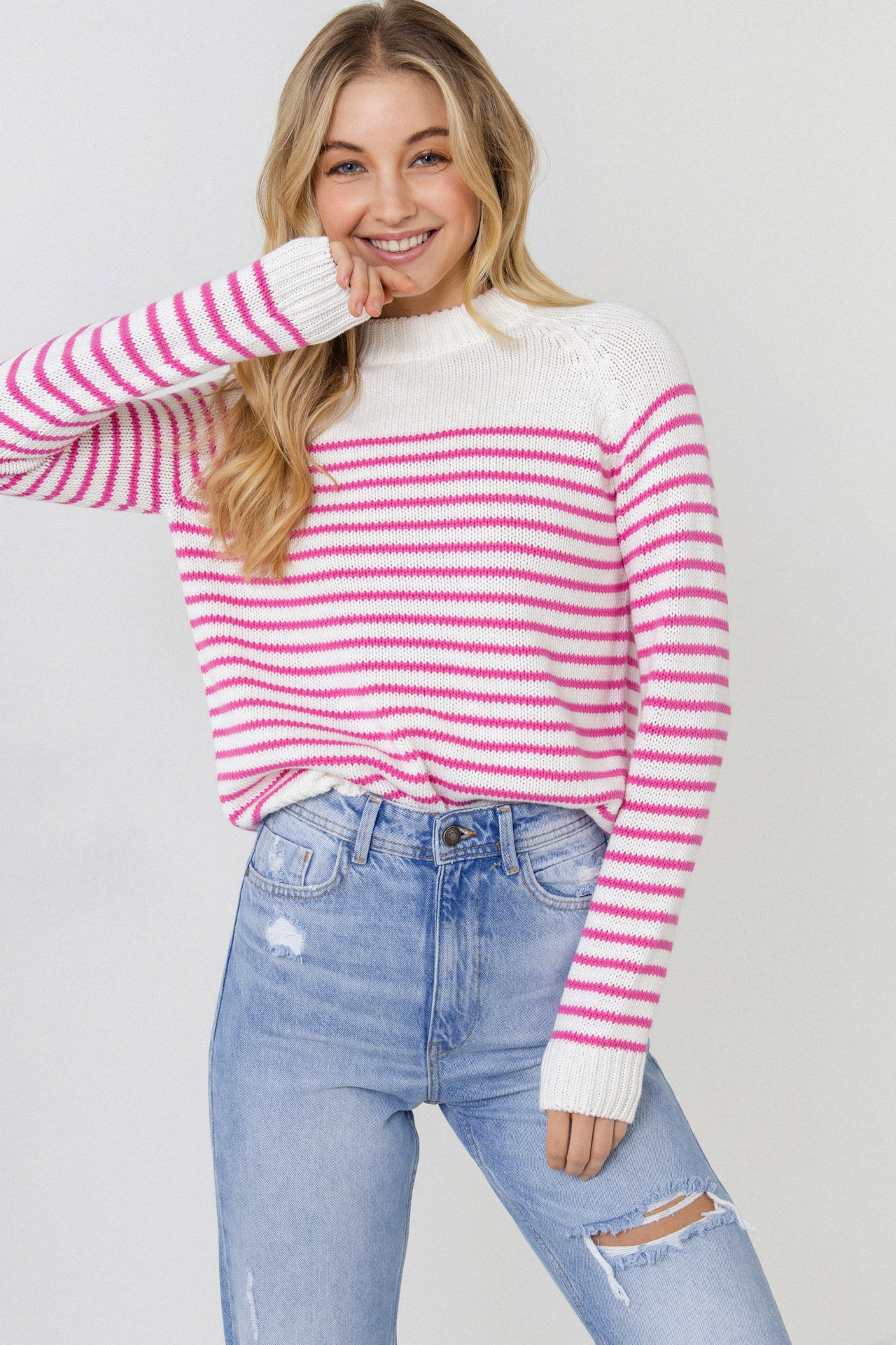 ENGLISH FACTORY - Stripe Long Sleeve Sweater - SWEATERS & KNITS available at Objectrare