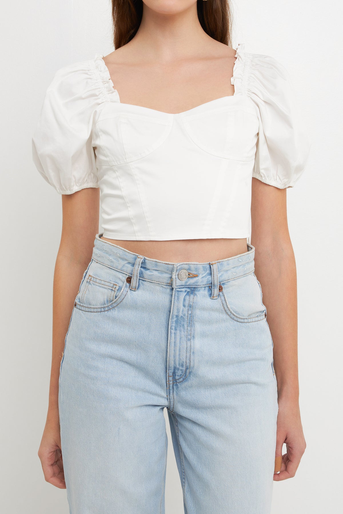 ENDLESS ROSE - Short Puff Sleeve Cropped Top - TOPS available at Objectrare