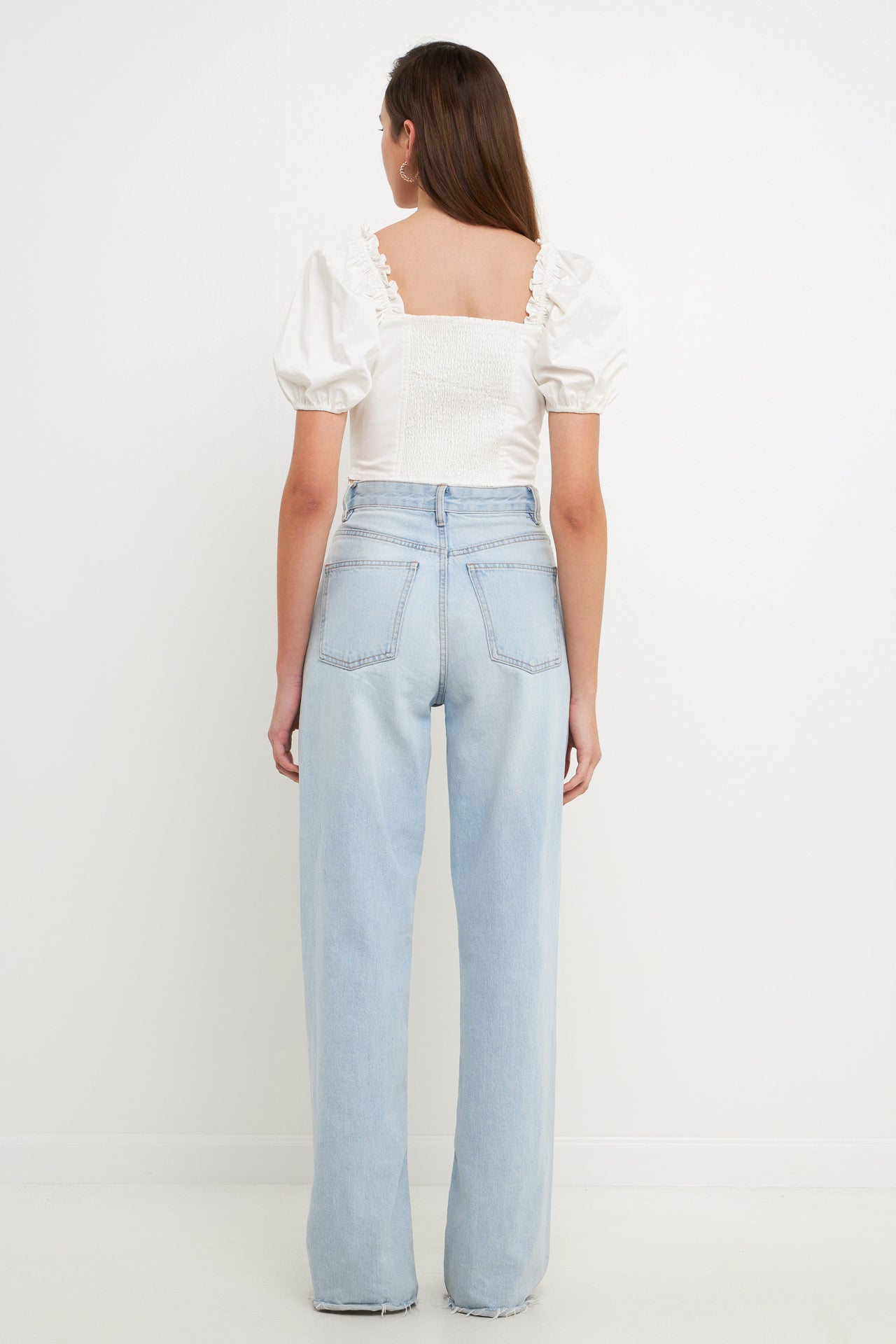 ENDLESS ROSE - Short Puff Sleeve Cropped Top - TOPS available at Objectrare