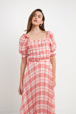 ENDLESS ROSE - Gingham Smocked Top - TOPS available at Objectrare