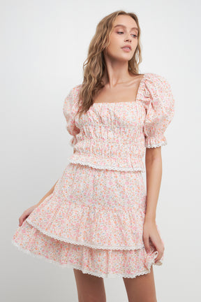 FREE THE ROSES - Floral Eyelet Ruffled Mini Skirt - SKIRTS available at Objectrare