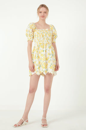 FREE THE ROSES - Floral Embroidery Mini Dress - DRESSES available at Objectrare