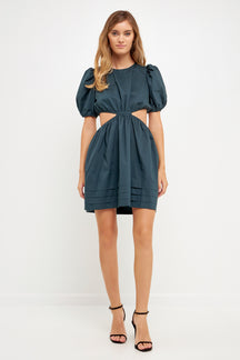 ENGLISH FACTORY - Pleats with Cut-out Detail Mini Dress - DRESSES available at Objectrare