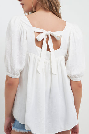 FREE THE ROSES - Square Neckline Back Bow Top - TOPS available at Objectrare