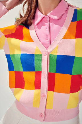 ENGLISH FACTORY - Multi Color Gingham Cardigan - SWEATERS & KNITS available at Objectrare