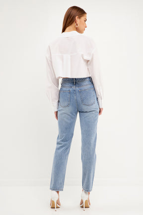 GREY LAB - High Waist Ripped Jeans - JEANS available at Objectrare