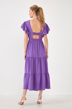 ENGLISH FACTORY - Back Cut-out with Elastic Detail Midi Dress - DRESSES available at Objectrare
