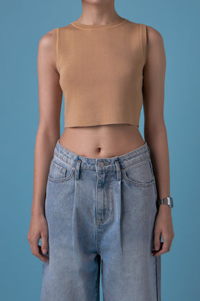 GREY LAB - Knit Crew Neck Cropped Tank Top - CAMI TOPS & TANK available at Objectrare