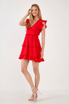 ENDLESS ROSE - Ruffle Sleeve Mini Dress - DRESSES available at Objectrare