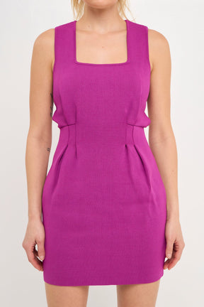 ENDLESS ROSE - Bodycon Knit Dress with Square Neckline - DRESSES available at Objectrare