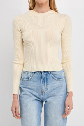 ENDLESS ROSE - Ribbed Detail Hoodie Sweater - SWEATERS & KNITS available at Objectrare