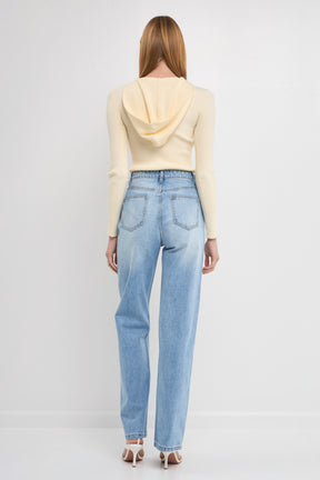 ENDLESS ROSE - Ribbed Detail Hoodie Sweater - SWEATERS & KNITS available at Objectrare