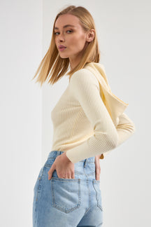 ENDLESS ROSE - Ribbed Detail Hoodie Sweater - SWEATERS & KNITS available at Objectrare