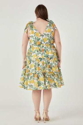 ENGLISH FACTORY - Lemon Print Tiered Mini Dress - DRESSES available at Objectrare