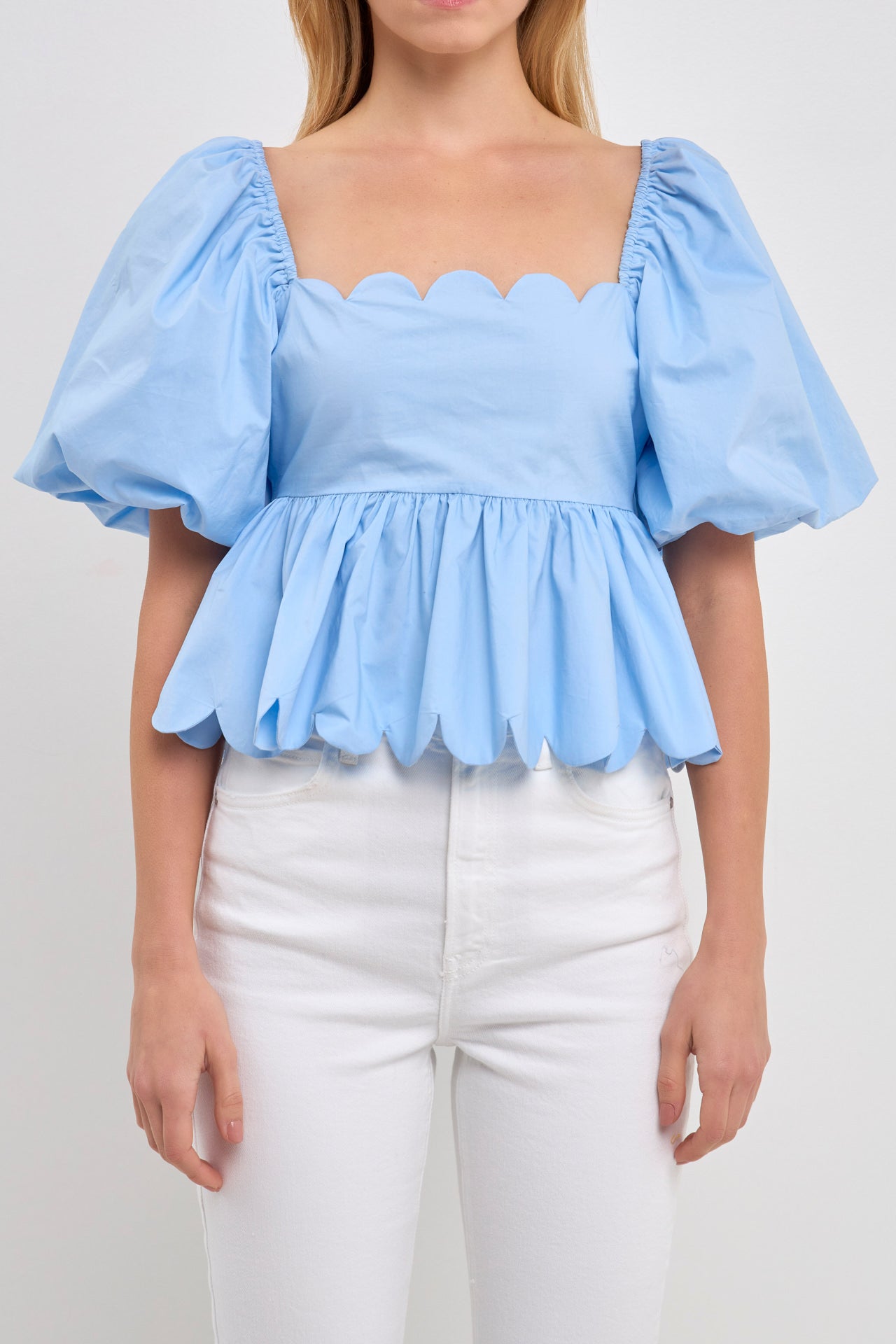 ENGLISH FACTORY - Scalloped Detail Top - TOPS available at Objectrare