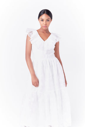 ENDLESS ROSE - Floral Embroidery Organza Midi Dress - DRESSES available at Objectrare