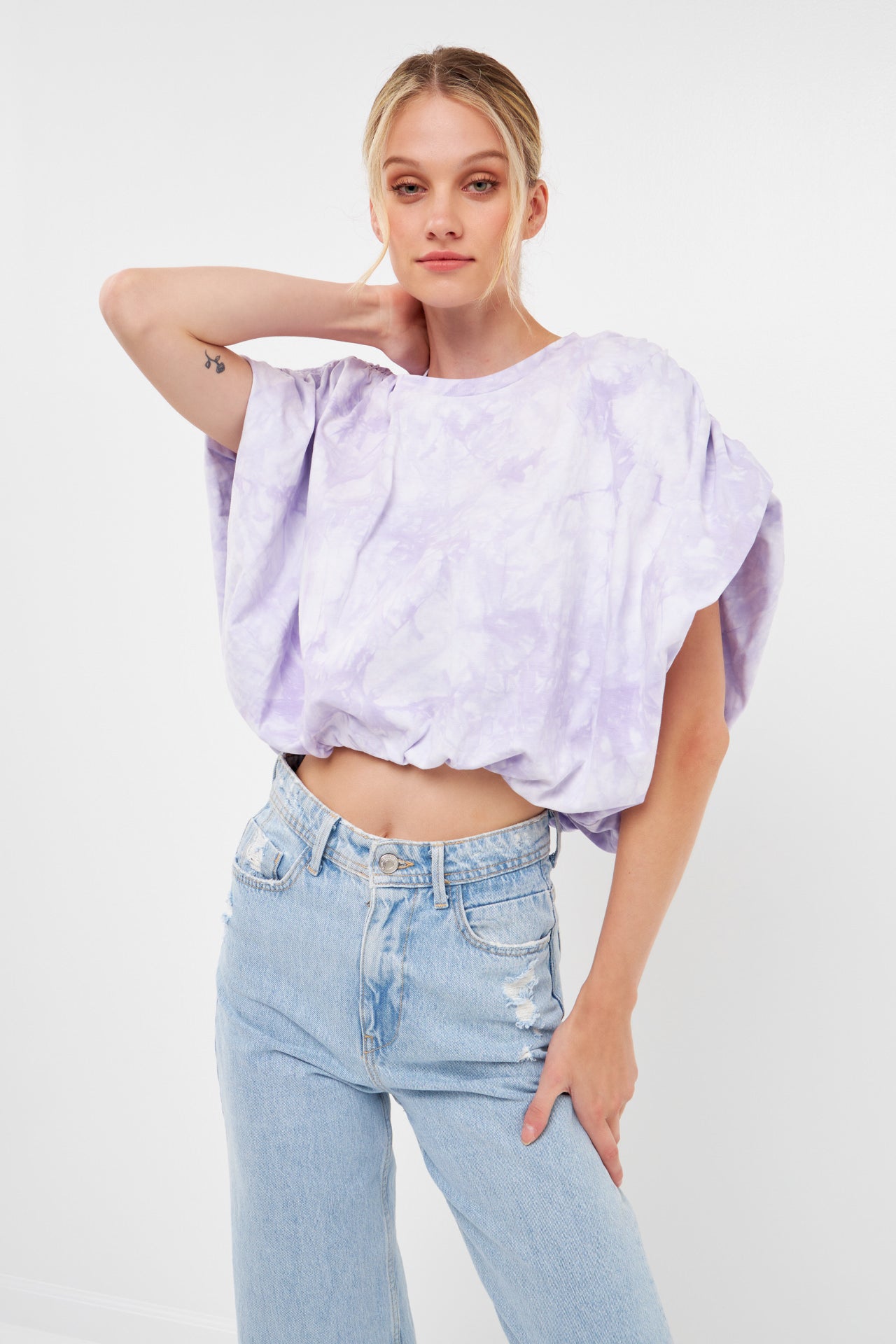 FREE THE ROSES - Tie-Dye Knit Balloon Top - TOPS available at Objectrare