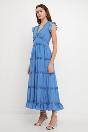 ENDLESS ROSE - Ruffle Detail Tiered Long Dress - DRESSES available at Objectrare