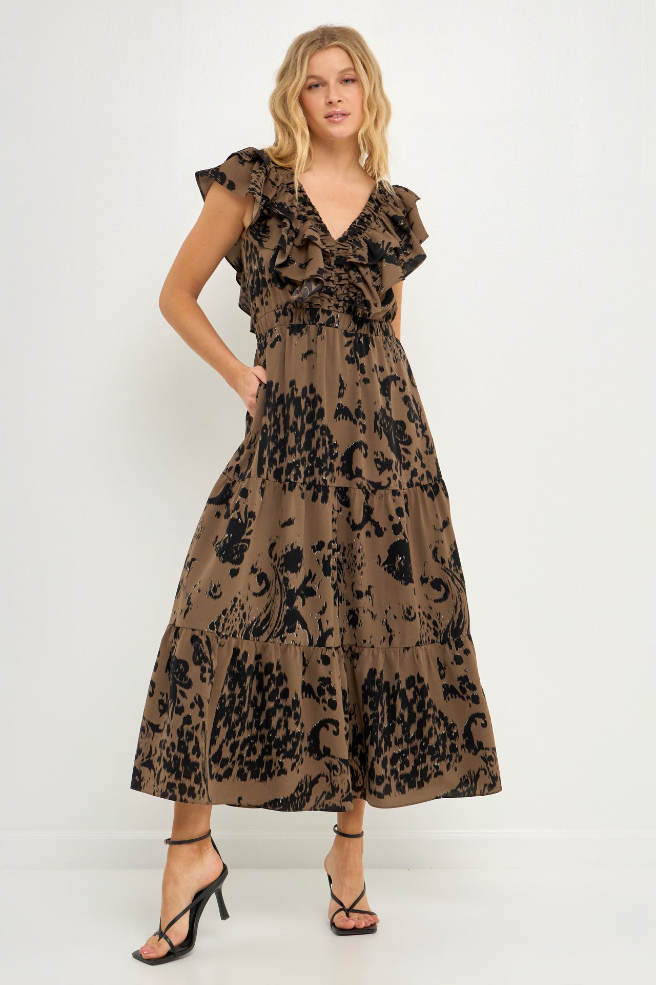 ENDLESS ROSE - Printed Tiered Maxi Dress - DRESSES available at Objectrare