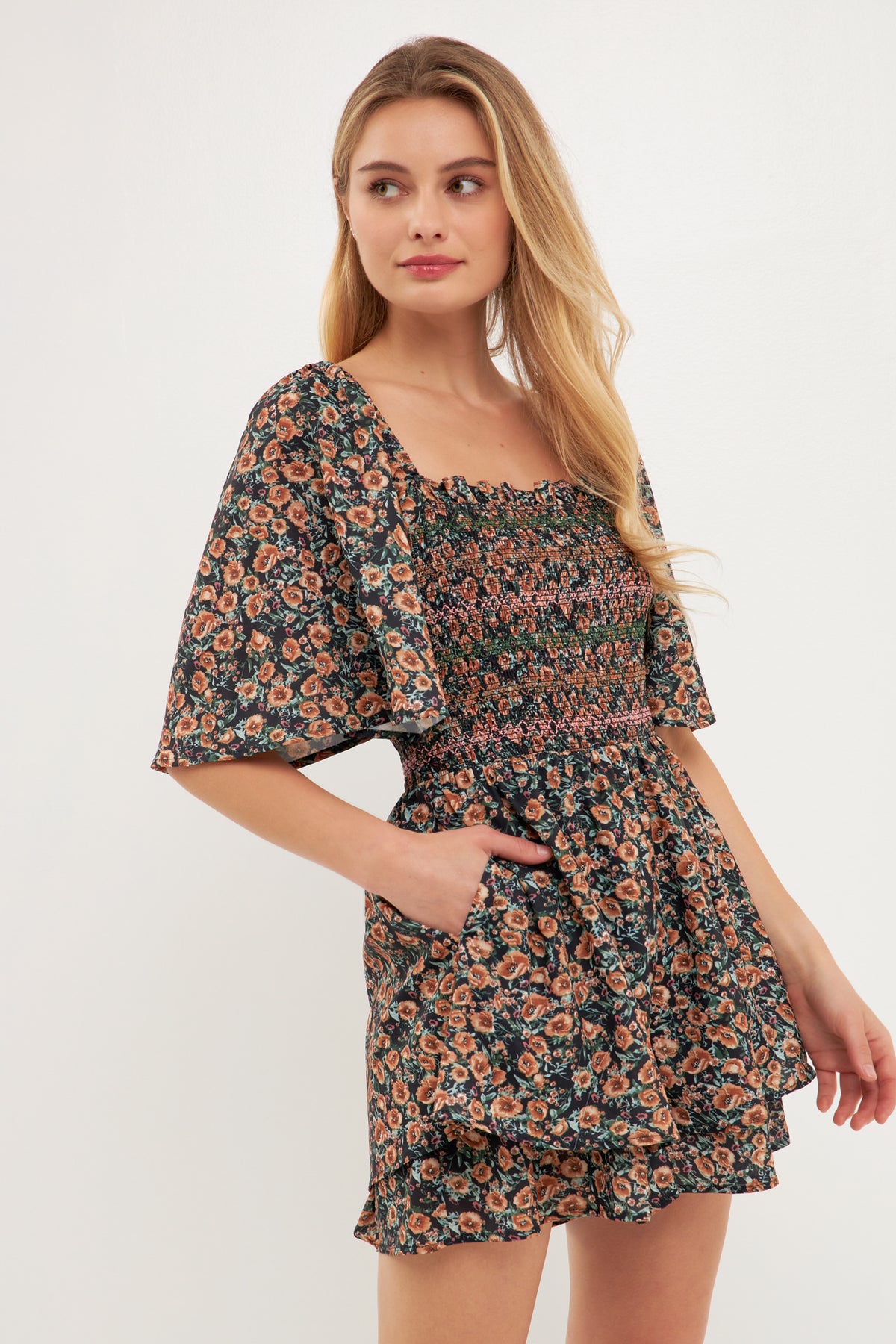 FREE THE ROSES - Smocked Detail Romper - ROMPERS available at Objectrare