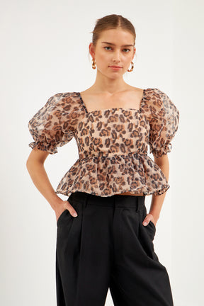 ENDLESS ROSE - Organza Animal Printed Top - TOPS available at Objectrare