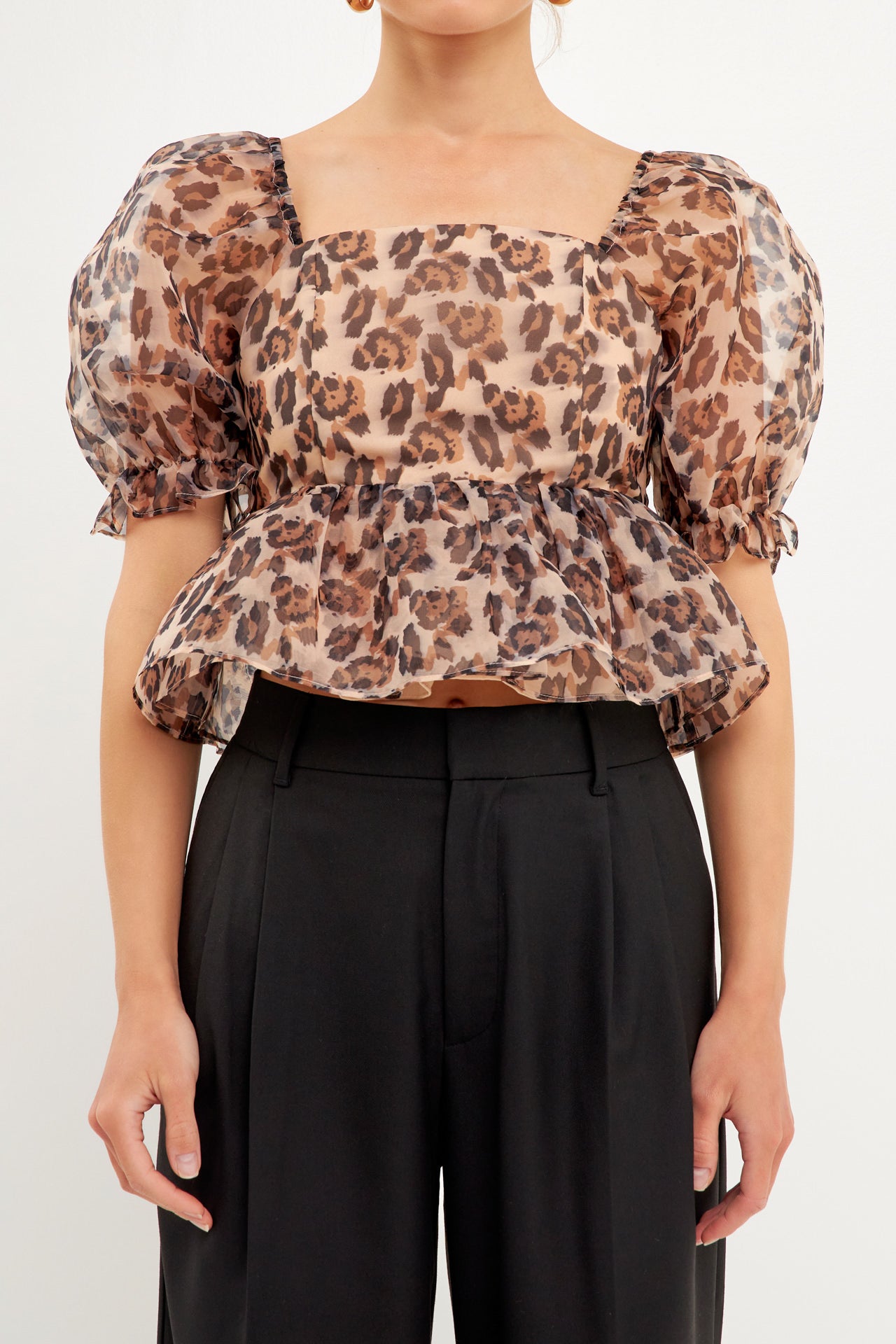 ENDLESS ROSE - Organza Animal Printed Top - TOPS available at Objectrare