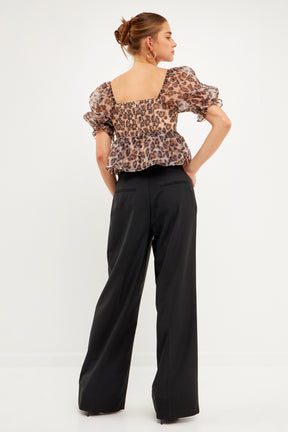 ENDLESS ROSE - Organza Animal Printed Top - TOPS available at Objectrare