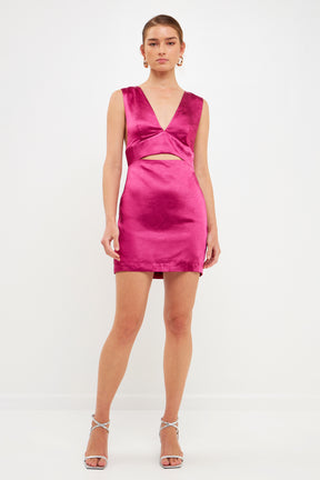 ENDLESS ROSE - Satin Cut-Out Mini Dress - DRESSES available at Objectrare