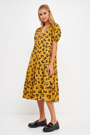 ENGLISH FACTORY - Animal Print Midi Dress - DRESSES available at Objectrare