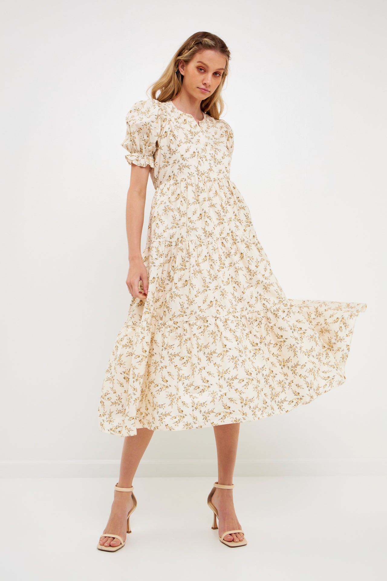 ENGLISH FACTORY - Floral Puff Midi Dress - DRESSES available at Objectrare