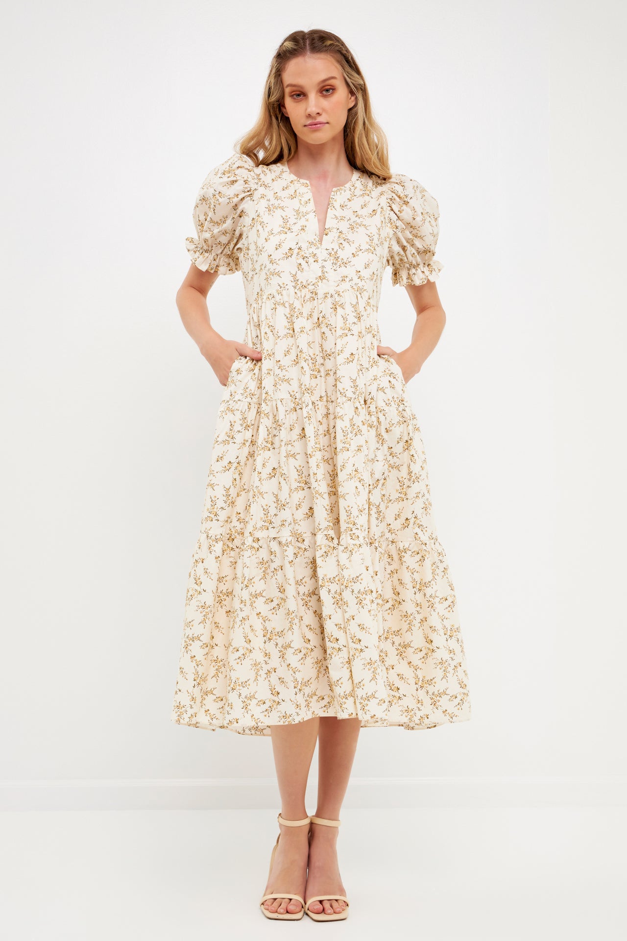 ENGLISH FACTORY - Floral Puff Midi Dress - DRESSES available at Objectrare