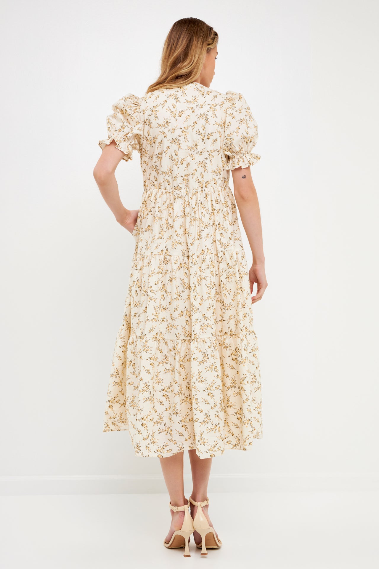 ENGLISH FACTORY - Floral Puff Midi Dress - DRESSES available at Objectrare