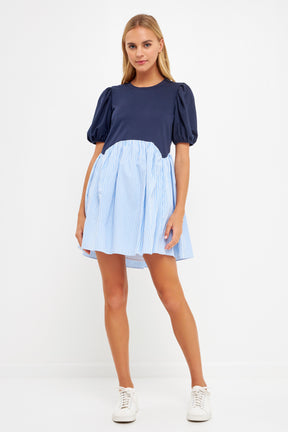 ENGLISH FACTORY - Mixed Media Babydoll Dress - DRESSES available at Objectrare